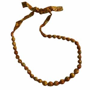 Unique African fabric wrapped beaded necklace